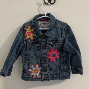 Custom OshKosh B'gosh Kids Denim Jacket with Colorful Floral Design